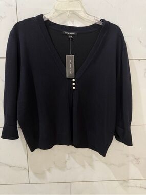 Brand New Tint &Shadow - dark navy/black  V-Neck w/ Pearl Button-Accent Cardigan